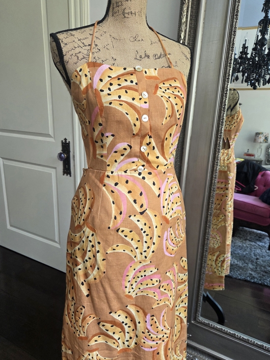 FARM Rio Dresses & Skirts - FARM Rio Peach Halter Midi Dress with Pink & Cream Accents M